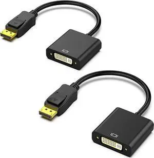 DisplayPort to DVI DVI-D Single Link Adapter, Display Port to DVI Converter Male to Female Black 2-Pack