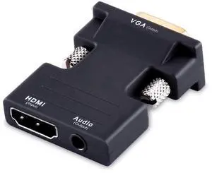 Active 1080P Female HDMI to VGA Male Converter Adapter Dongle with 3.5mm Stereo Audio Portable HDMI Connector for Laptop PC PS3 Xbox STB Blu-ray DVD TV Stick