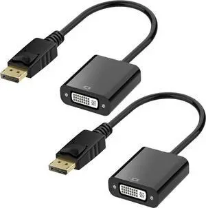 DisplayPort (DP) to DVI Adapter, Gold-Plated Display Port to DVI-D Adapter (Male to Female) Compatible with Computer, Desktop, Laptop, PC, Monitor, Projector, HDTV - Black 10 Packs 2Pack