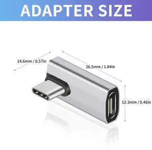 90 Degree USB C Adapter, Right Angle USB C Male to Female Adapter, 40Gbps Data Transfer, 8K@60Hz Video, Compatible with Thunderbolt4/3, Laptop, Tablet, Phone (1 Pack)