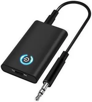 Bluetooth 5.0 Transmitter Receiver, 2-in-1 Bluetooth Adapter with 3.5mm AUX Stereo Output(Pair with 2 Bluetooth Devices Simultaneously) for TV/PC/Home Car Sound System