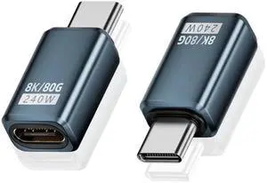 2-Pack USB C Extension Adapter, [80Gbps/240W PD/8K@60Hz], Male to Female USB Type C Extender Support Type C Fast Charging for Thunderbolt 5/4, iPhone 15, MacBook, Steam Deck, Switch