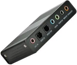 Sound Card, 6 Channel External Sound Card USB 2.0 External 5.1 Surround Sound Optical S/PDIF Audio Sound Card Adapter for PC Laptop Recording Compatible with Windows 10/8/7/ XP