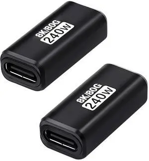 80Gbps USB C Female to Female Adapter (240W Fast Charging and 8K@60Hz Video) USB C Coupler Bidirectional Converter for iPad, MacBook,Thunderbolt 5/4 and Type-C Devices (2Pack)