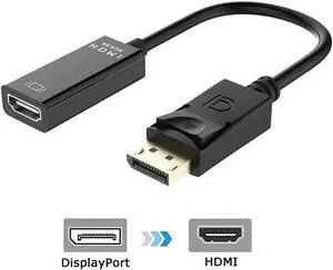 DP Displayport to HDMI Adapter 4K x 2K, Display Port to HDMI Male to Female Gold-Plated Cord Compatible for HP