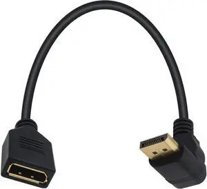 Displayport Extension Cable 90 Degree Displayport Extender Up Angle Displayport Male to Female DP to DP Extension Adapter Cable Gold Plated 30 CM/12inch