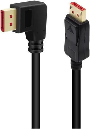 Right Angle Displayport 1.4 Cable Left Angled Displayport Cable, 90-Degree Angled Displayport Cable V1.4 6FT/1.8M up to 8K/60Hz, 4K/144Hz Supported