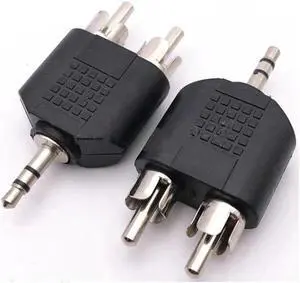 3.5mm Male jack To 2 RCA Male Stereo Audio Adapter Convertor Sound Voice Jack Socket Silver