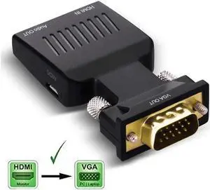 HDMI Female to VGA Male Adapter,HDMI to VGA Converter 1080P with 3.5mm Audio Output Port Portable HDMI Connector for Laptop PC HDTV Projectors and Other HDMI Input Devices Black - HDMI TO VGA