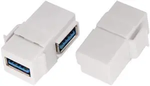 90 Degree USB Keystone Coupler Right Angle USB 3.0 A Keystone Jack Insert Female to Female Coupler Adapter for Wall Plate Outlet Panel (White/2 Pack)