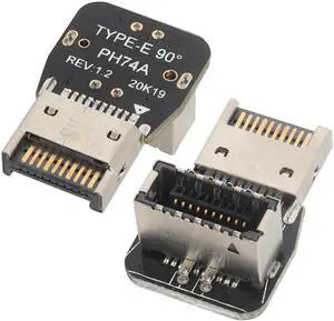 2Pack Right Angle Up USB 3.1 Type-E Header Front Panel Adaptr 90 Degree 10Gbps USB 3.1 Type-E Male to Female Front Panel Internal Power Connector for Motherboard.(Type-E/Up)