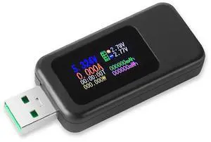 USB Tester Multimeter Digital 4-30V 0-6.5A, QC 3.0 Power Meter Voltage and Current Tester Detector, Volmeter Ammeter Power Bank Capacity Tester with IPS Color Displa