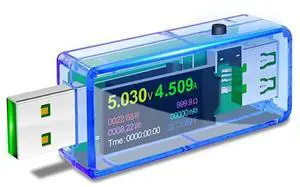 USB 3.0 Tester, BUCIER IPS Color Display Digital Multimeter Voltmeter Current and Voltage Monitor, DC 5.1A/30V/150W Power Meter Tester, Test Speed of Chargers, Cables, Capacity of Power Banks-Blue