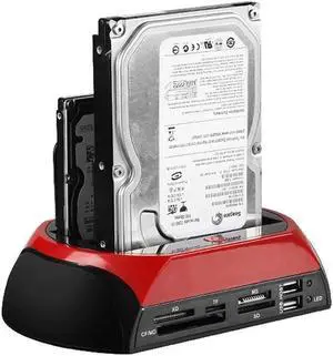 Hard Drive Docking Station For SATA & IDE, USB to 2.5" 3.5" SATA IDE Dual bay External Enclosure, All in 1 Card Reader XD/TF/MS/CF/ SD card, USB Hub function. for 2.5" 3.5 IDE SATA I/II/III HDD