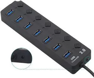 7 port usb3.0 hub independent key switch USB3.0 hub splitter one drag seven extender with power supply