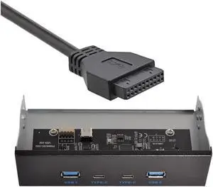 USB-C & USB 3.0 HUB 4 Ports Front Panel to Motherboard 20Pin Connector Cable for 5.25" CD-ROM Bay