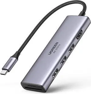 USB C Hub 4K@60Hz, 6-in-1 USB C to USB Adapter with 3 USB 3.0 Ports, SD/TF Card Reader, USB C to HDMI Adapter Multiport Dongle Type C Adapter for Laptop Tablet iPad MacBook Pro Air Dell Samsung