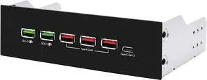 5.25in 10Gbps USB 3.1 Gen2 Hub and Type-C Port,Front Panel USB Hub with QC 3.0 Quick Charging