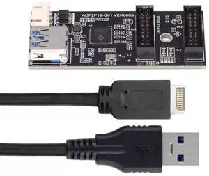 19/20Pin or Type-E Header to 5Gbps USB 3.0 19/20Pin Dual Ports Female PCBA Type Adapter 1 to 2 Splitter HUB