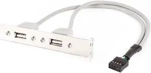 a13121900ux0279 Expansion 2 Ports Hub USB 2.0 to 9 Pin Header Mainboard Panel Bracket Plastic Metal