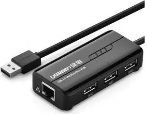 RJ45 Ethernet Adapter with USB 2.0 Hub USB Network Adapter 10/100Mbps for Nintendo Switch, Wii, Windows Surface Pro, MacBook Air/Retina, Chromebook, and More PC