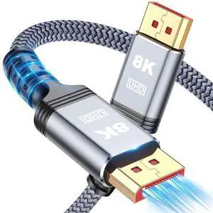 DisplayPort Cable 1.4, 8K 4K DP Cable 9.8ft, Display Port Cable [8K@60Hz, 4K@144Hz, 2K@240Hz, 32.4Gbps], High Refresh Rate for Gaming Monitor, HBR3, HDR (9.8 Feet)