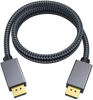 1.6ft/0.5M DisplayPort Cable, Short DP Cable for Gaming Monitor, TV, PC, Laptop and More, 4K@60Hz, 2K@144Hz, 2K@165Hz, Nylon Braided High Speed DisplayPort 1.2