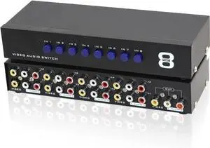 8-Way AV Switch RCA Switcher 8 in 1 Out Composite Video L/R Audio Selector Box for DVD STB Game Consoles