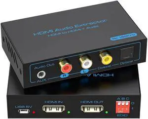8K HDMI 2.1 Audio Extractor 4K120Hz to Optical 3.5mm AUX Adapter Splitter Converter Supports HDCP Digital DTS 5.1 PCM for PS4 PS5 Xbox