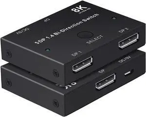 Displayport Switch Bi-Directional DP 1.4 Switcher, 8K@30Hz 4K@120Hz 2K@144Hz DisplayPort 1.4 Switcher Converter 2X1 or 1X2 for Multiple Source and Displays