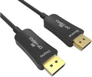 8K 4K DisplayPort Cable DP 1.4 8K@60Hz 4K@144Hz High Speed 32.4Gbps Optical Fiber Slim and Flexible DP to DP Cable 15m 55ft