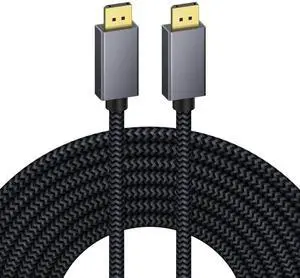 DisplayPort Cable 25ft/7.5M, Long DP to DP Cord, [4K@60Hz, 2K@144Hz, 2K@165Hz], Nylon Braided High Speed DisplayPort 1.2 Cable, Compatible for Gaming Monitor, TV, PC, Laptop and More