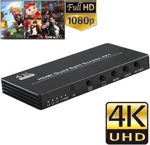 4K HDMI Quad Multiviewer 4x1 1080P HDMI Screen Multi-Viewer Seamless Switcher 4 in 1 out Screen Segmentation Video Multiplexer