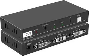 DVI Switch 2 in 1 Out 4K Port Switcher Selector for PC Laptop DVR Projector HDTV Devices HDCP
