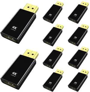 4K DisplayPort to HDMI Adapter 10 Pack,24K Gold Plated Uni-Directional Display Port DP to HDMI Passive Adapter Compatible for HP, HDTV, AMD, GPU,Projector, PC,Desktop