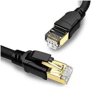 CAT8 Ethernet Cable 6FT High Speed 40Gbps 2000MHz SFTP Internet Network LAN Wire Cables with Gold Plated RJ45 Connector for Router Modem PC Switches Hub Laptop Gaming Xbox (6ft/1.83m) Black