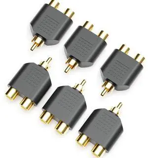 RCA Splitter, RCA Splitter 1 Male 2 Female for Audio Video Av TV Cable Conversion, Simple to use, Plug and Play - 6 pcs