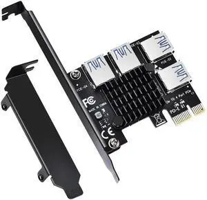 PCIE 1 to 4 Ports PCI Express 16X Slots Riser Card USB 3.0 PCI-E Adapter Board Multiplier Port GPU Extender Miner Riser Card for BTC Bitcoin Miner Mining