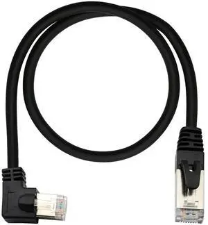 Cat6 Ethernet Cable 1.5 ft,90 Degree RJ45 Male to RJ45 Male Internet Extension Cable for PC, Router, Modem, Printer, Xbox, PS4(Angle Left)