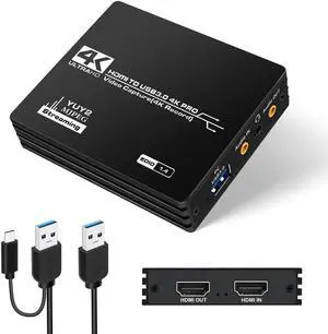 Upgraded Capture Card for Streaming and Record in 4K, HDMI to USB 3.0 Video Capture Device, Game Capture Card with Microphone 4K HDMI Loop-Out for Nintendo Switch PS4/5/OBS/Camera/PC