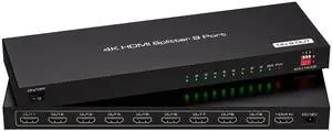 HDMI Splitter 1x9 4K@60Hz 9 Port TV HDMI Monitor Splitter 1 in 9 Out for Exhibition Presentation Supports Resolutions up to 4K@60Hz at YUV420