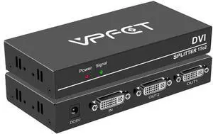DVI Splitter 1 in 2 Out 2 Port Distribution Duplicator Supports Resolution up to 4K2K Automatically Copy EDID