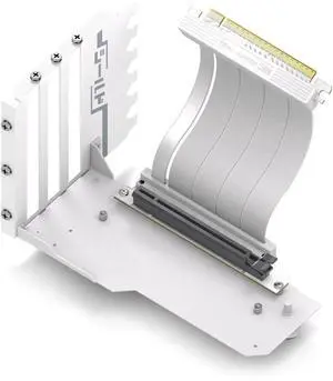 Vertical GPU Mount with High-Speed PCIE 4.0 Riser Cable, Shield Series, 115mm/4.52in Flexible Extension, 90 Degree Connector, Only Compatible to Full-Opened PCIe Slots-White-YIHPI344-1