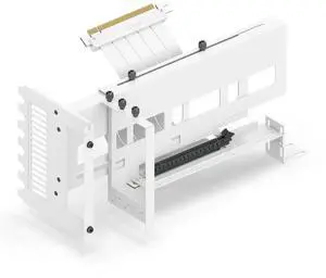 Vertical PCIe 4.0 GPU Mount Graphic Card Bracket, Video Card VGA Support Kit with PCIe 4.0 X16 Gen4 White Riser Cable 90 Degree Right Angle- White