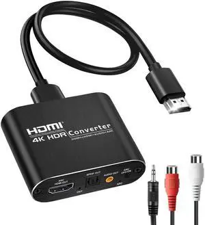 HDMI ARC Audio Extractor Converter 4K@60Hz, HDMI to Optical Toslink SPDIF + 3.5mm AUX Jack Stereo Audio Adapter Converter Splitter Inserter Embedder Support HDCP2.2 Digital PCM DTS 5.1