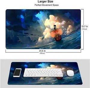 Anime One Piece Mouse Pad,Extended Gaming Mouse Pad with Stitched Edges, Large Mouse pad with Non-Slip Rubber Base for Work & Gaming, Office & Home, 31.5x15.7inch