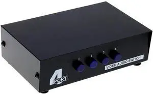 4 Port Input 1 Output Audio Video AV RCA Switch 4 Ways Selector Splitter Box