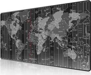 Large Gaming Mouse Pad with Stitched Edges, Extended Mousepad with Superior Micro-Weave Cloth, Non-Slip Base, Water Resist Keyboard Pad, Desk Mat for Gamer, Office & Home, 31.5x15.7in World Map