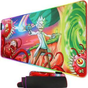 RGB Gaming Mouse Pad Large - Soft RGB Mouse Mat Oversize Glowing Led Extended Mousepad USB Powered Computer Keyboard Mouse Pad Lighted PC Gaming Mouse mat with Non-Slip Rubber Base 90×40CM