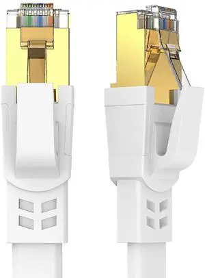 Cat8 Ethernet Cable 100FT, High Speed Outdoor and Indoor Available Cat8 Network Cable - 40Gbps, 2000Mhz, Gold Plated RJ45 Connector - 30M, White